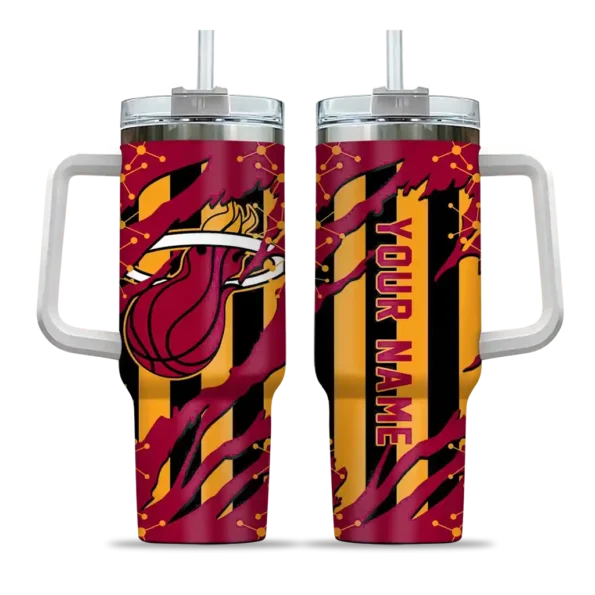 personalized miami heat claw cut red black curved tumbler best selling 1.webp
