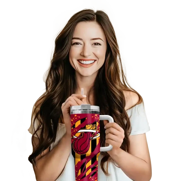 personalized miami heat claw cut red black curved tumbler premium grade 1.webp