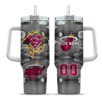 personalized miami heat superman shield red gray curved tumbler best selling 1.webp