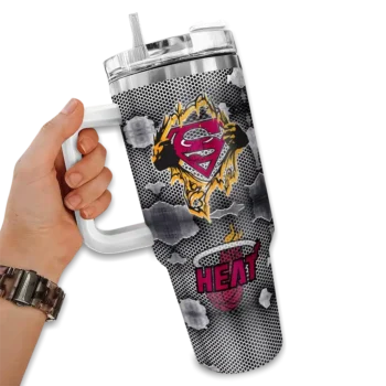 personalized miami heat superman shield red gray curved tumbler fashion forward 1.webp