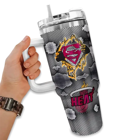 personalized miami heat superman shield red gray curved tumbler fashion forward 1.webp