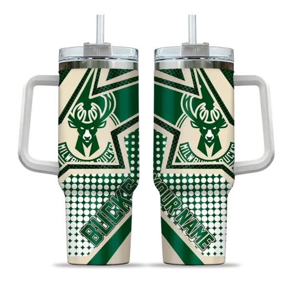 personalized milwaukee bucks arrow burst green curved tumbler best selling 1.webp