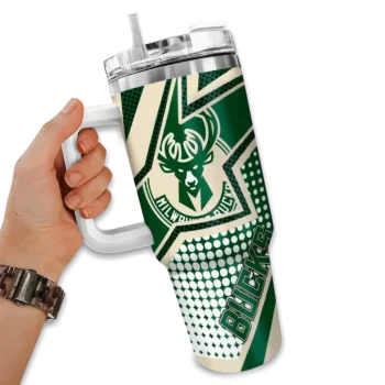 personalized milwaukee bucks arrow burst green curved tumbler fashion forward 1.webp