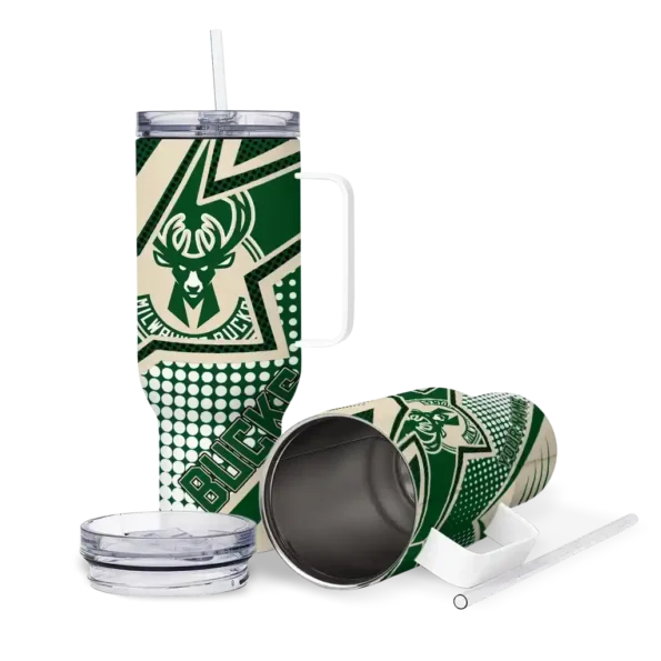 personalized milwaukee bucks arrow burst green curved tumbler high quality 1.webp