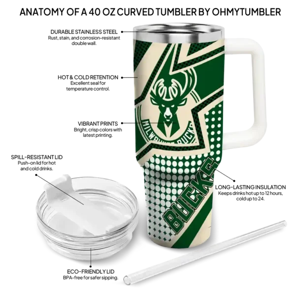 personalized milwaukee bucks arrow burst green curved tumbler new arrival 1.webp