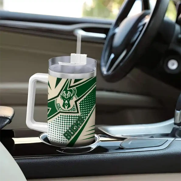 personalized milwaukee bucks arrow burst green curved tumbler trendy 1.webp
