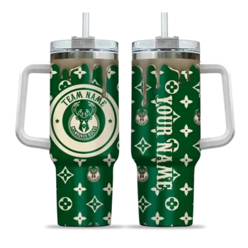 personalized milwaukee bucks bullseye drips green curved tumbler best selling 1.webp