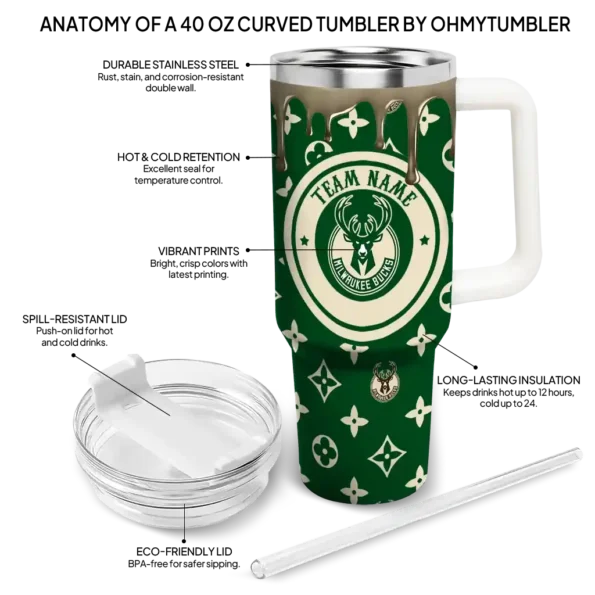 personalized milwaukee bucks bullseye drips green curved tumbler new arrival 1.webp