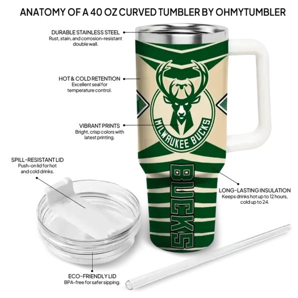personalized milwaukee bucks chevron layers green curved tumbler new arrival 1.webp