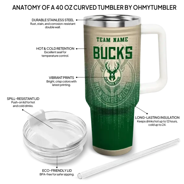 personalized milwaukee bucks gradient dots green curved tumbler new arrival 1.webp