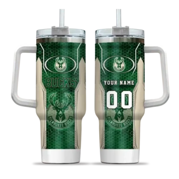 personalized milwaukee bucks hexagon armor green curved tumbler best selling 1.webp