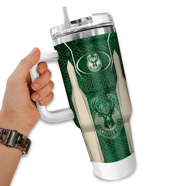 personalized milwaukee bucks hexagon armor green curved tumbler fashion forward 1.webp