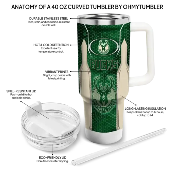 personalized milwaukee bucks hexagon armor green curved tumbler new arrival 1.webp