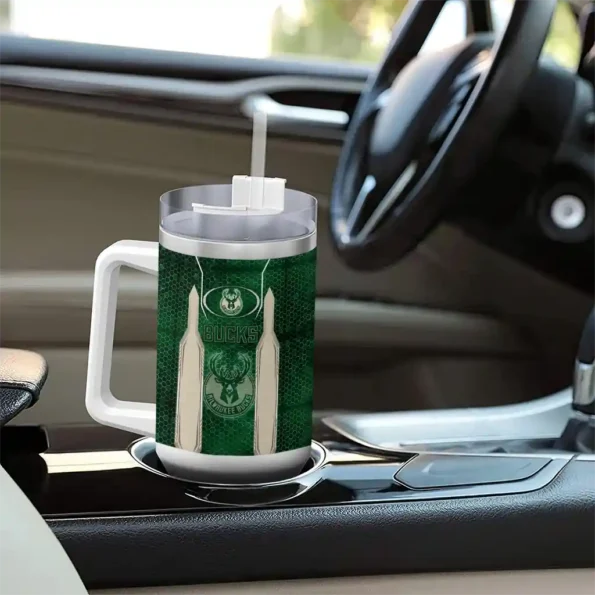 personalized milwaukee bucks hexagon armor green curved tumbler trendy 1.webp
