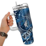 personalized minnesota timberwolves abstract paths midnight blue curved tumbler best selling 1.webp