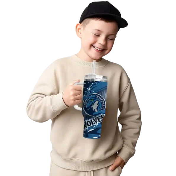 personalized minnesota timberwolves abstract paths midnight blue curved tumbler latest model 1.webp