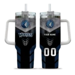 personalized minnesota timberwolves arrow armor midnight blue black curved tumbler best selling 1.webp