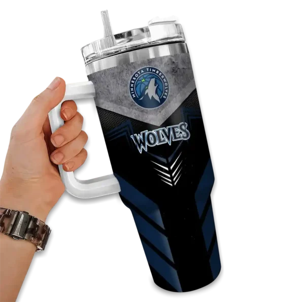 personalized minnesota timberwolves arrow armor midnight blue black curved tumbler fashion forward 1.webp