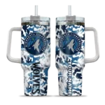 personalized minnesota timberwolves camo mashup midnight blue white curved tumbler best selling 1.webp