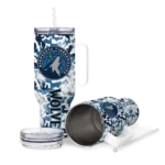 personalized minnesota timberwolves camo mashup midnight blue white curved tumbler best selling 1.webp