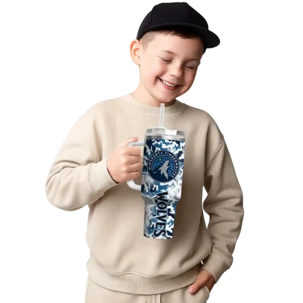 personalized minnesota timberwolves camo mashup midnight blue white curved tumbler latest model 1.webp
