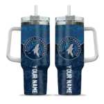 personalized minnesota timberwolves chevron stripe midnight blue curved tumbler best selling 1.webp