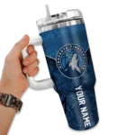 personalized minnesota timberwolves chevron stripe midnight blue curved tumbler best selling 1.webp