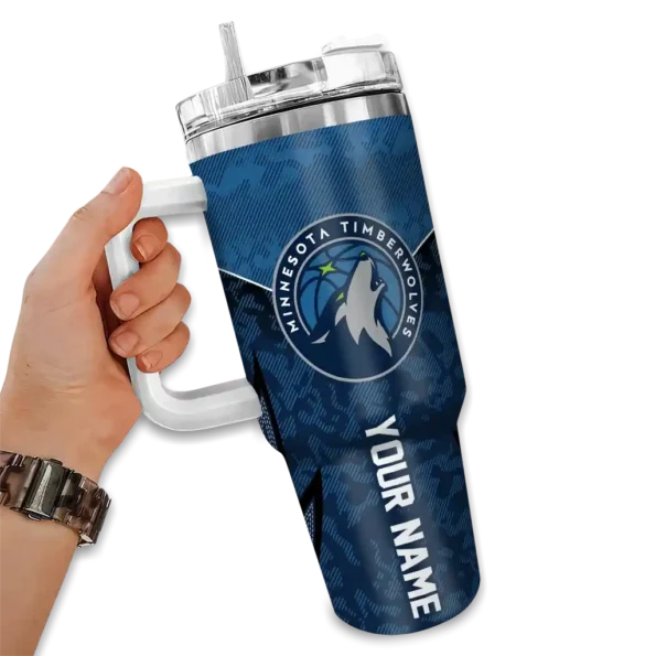personalized minnesota timberwolves chevron stripe midnight blue curved tumbler fashion forward 1.webp