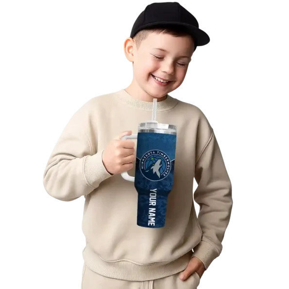personalized minnesota timberwolves chevron stripe midnight blue curved tumbler latest model 1.webp