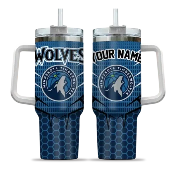 personalized minnesota timberwolves hex texture midnight blue curved tumbler best selling 1.webp