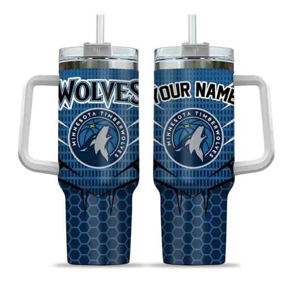 personalized minnesota timberwolves hex texture midnight blue curved tumbler best selling 1.webp