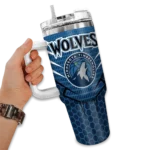 personalized minnesota timberwolves hex texture midnight blue curved tumbler best selling 1.webp