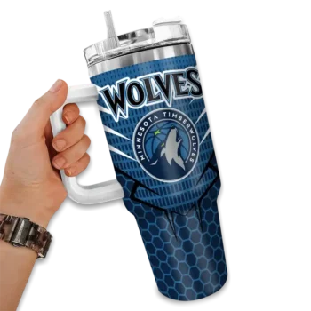 personalized minnesota timberwolves hex texture midnight blue curved tumbler fashion forward 1.webp