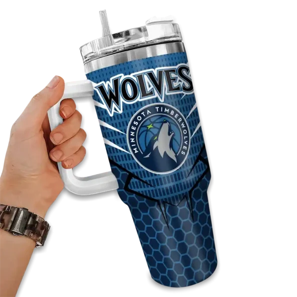 personalized minnesota timberwolves hex texture midnight blue curved tumbler fashion forward 1.webp