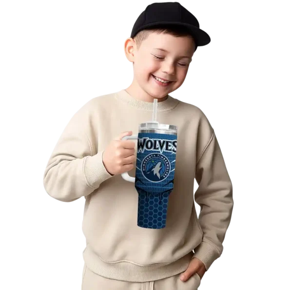 personalized minnesota timberwolves hex texture midnight blue curved tumbler latest model 1.webp