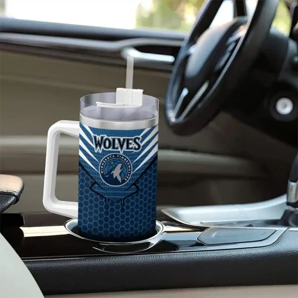 personalized minnesota timberwolves hex texture midnight blue curved tumbler trendy 1.webp