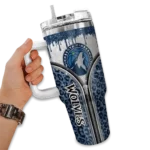 personalized minnesota timberwolves leopard zipper midnight blue curved tumbler best selling 1.webp
