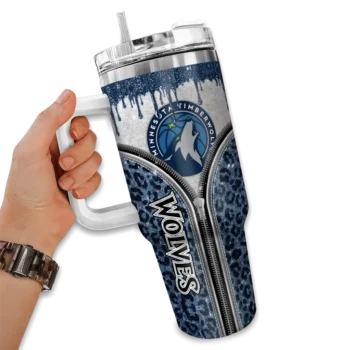 personalized minnesota timberwolves leopard zipper midnight blue curved tumbler fashion forward 1.webp