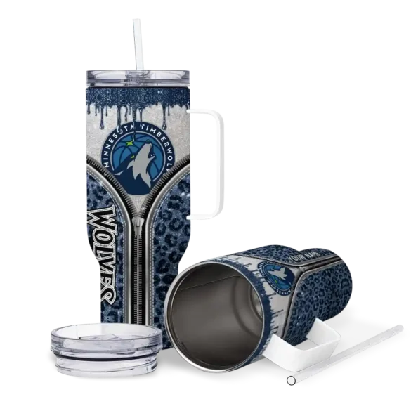 personalized minnesota timberwolves leopard zipper midnight blue curved tumbler high quality 1.webp