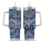 personalized new orleans pelicans bold diamonds navy curved tumbler best selling 1.webp