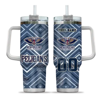 personalized new orleans pelicans bold diamonds navy curved tumbler best selling 1.webp