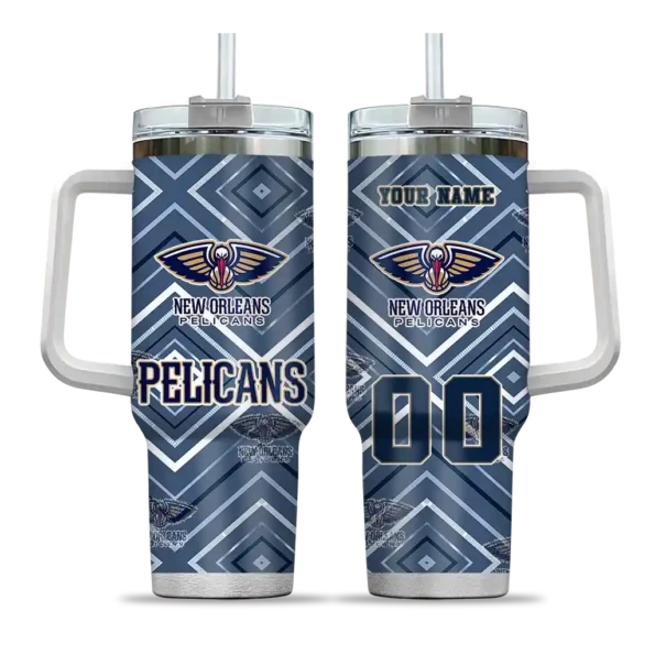 personalized new orleans pelicans bold diamonds navy curved tumbler best selling 1.webp