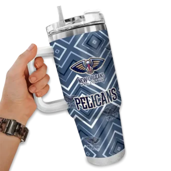 personalized new orleans pelicans bold diamonds navy curved tumbler fashion forward 1.webp