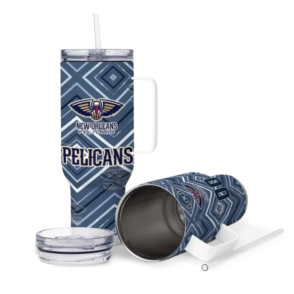 personalized new orleans pelicans bold diamonds navy curved tumbler high quality 1.webp