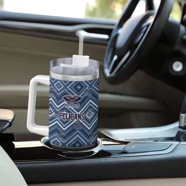 personalized new orleans pelicans bold diamonds navy curved tumbler trendy 1.webp