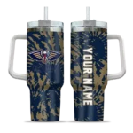 personalized new orleans pelicans burst swirl navy curved tumbler best selling 1.webp