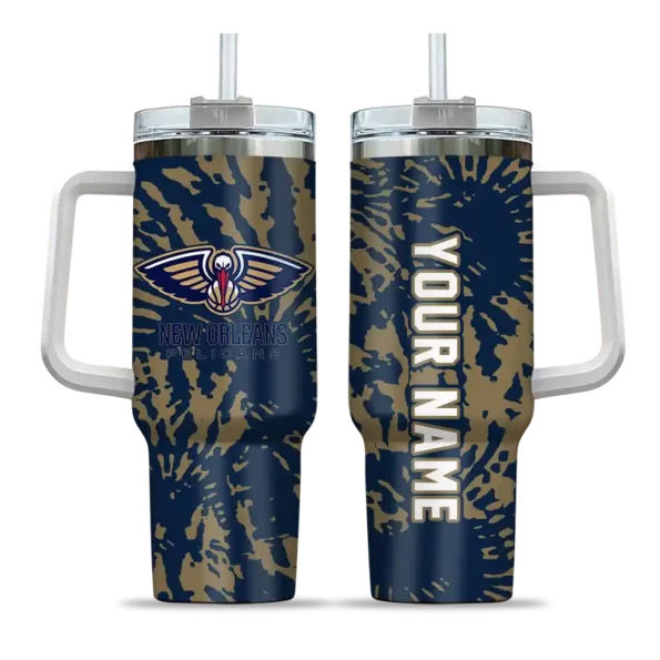 personalized new orleans pelicans burst swirl navy curved tumbler best selling 1.webp