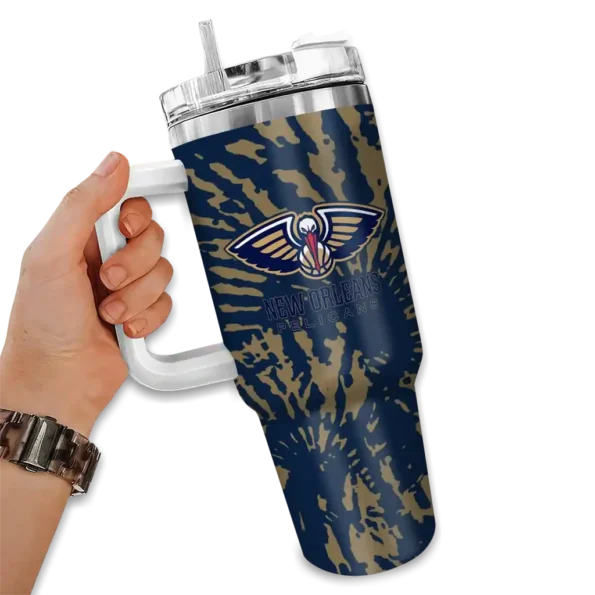personalized new orleans pelicans burst swirl navy curved tumbler fashion forward 1.webp