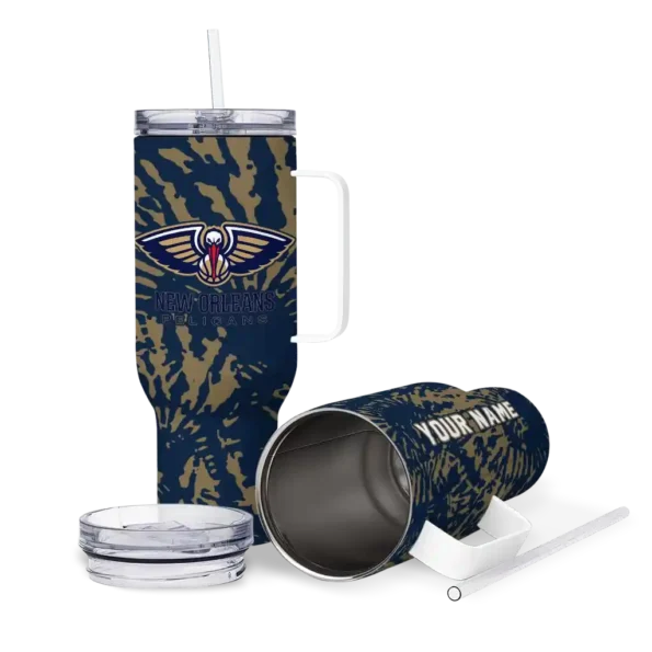 personalized new orleans pelicans burst swirl navy curved tumbler high quality 1.webp