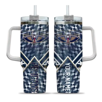 personalized new orleans pelicans chevron angle navy curved tumbler best selling 1.webp